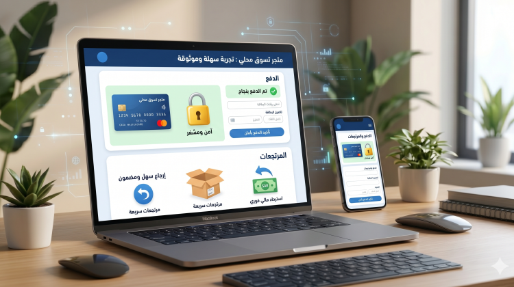 واجهة دفع ومرتجعات عربية على لابتوب وهاتف
