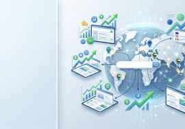 غلاف بسيط واحترافي لمقال عن SEO متعدد اللغات، يوضح أن الترجمة الحرفية لا تكفي وأن كل سوق يحتاج إلى كلمات مفتاحية مناسبة، باستخدام خريطة عالمية وشريط بحث ومؤشرات نمو، بدون أي نص داخل الصورة.