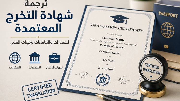 ترجمة شهادة التخرج المعتمدة للسفارات والجامعات وجهات العمل من مكتب ترجمة معتمد
