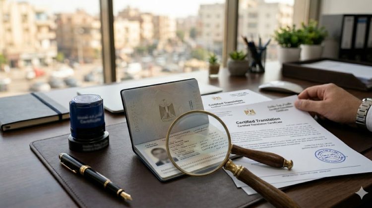 ترجمة الاسم في المستندات الرسمية مع جواز سفر وشهادة مترجمة وختم ترجمة معتمدة.