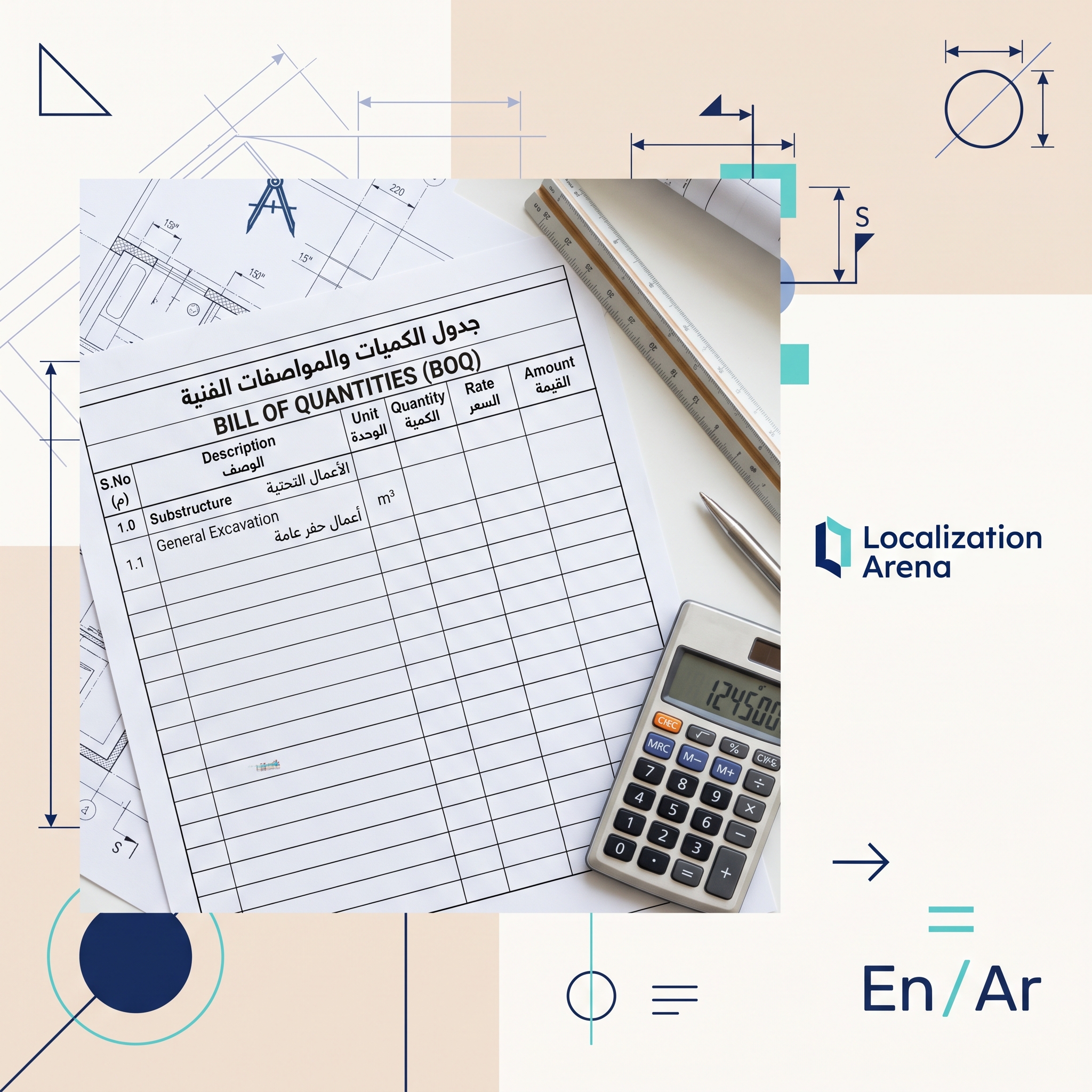 ترجمة جداول الكميات والمواصفات الفنية